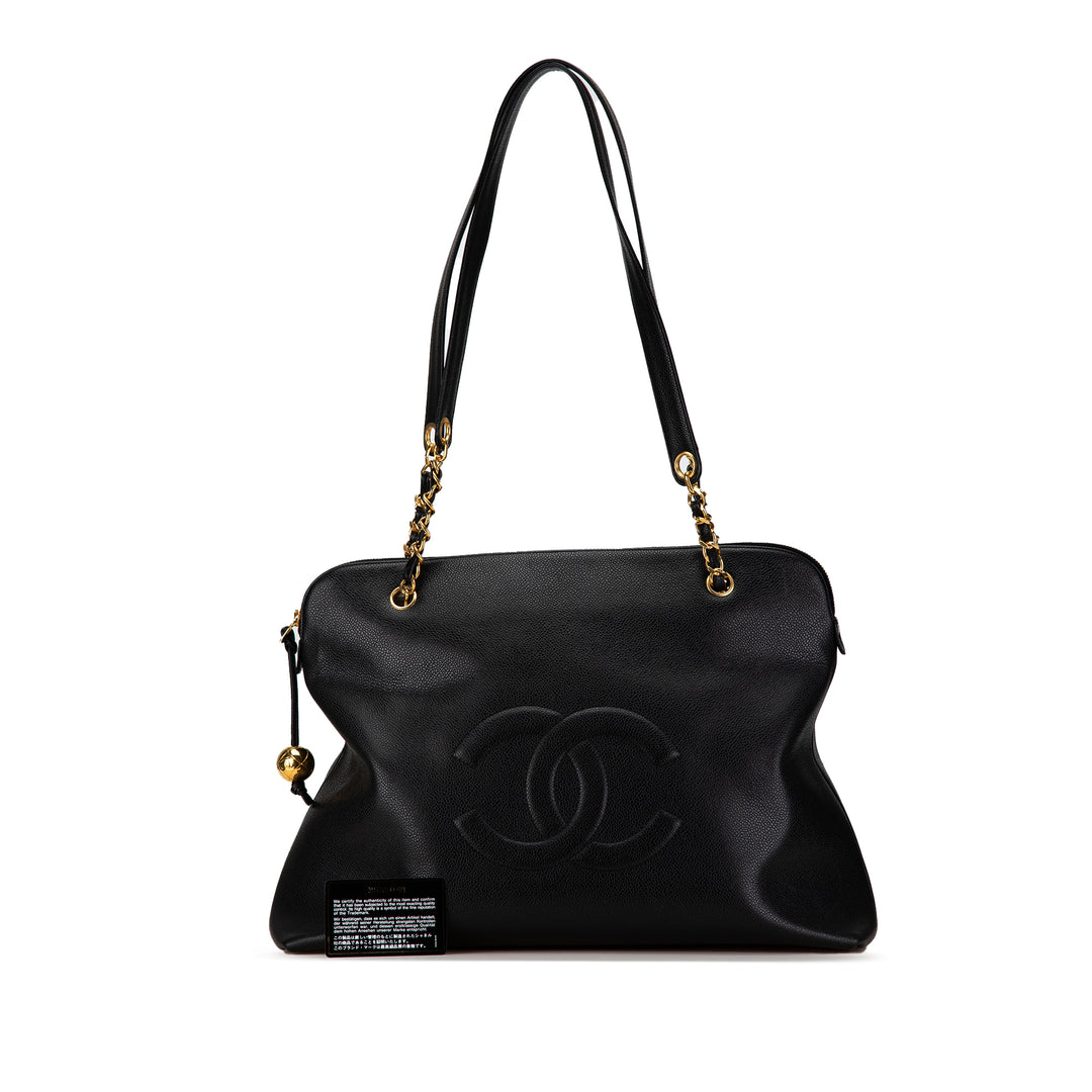 CC Caviar Shoulder Bag Black - Gaby Paris