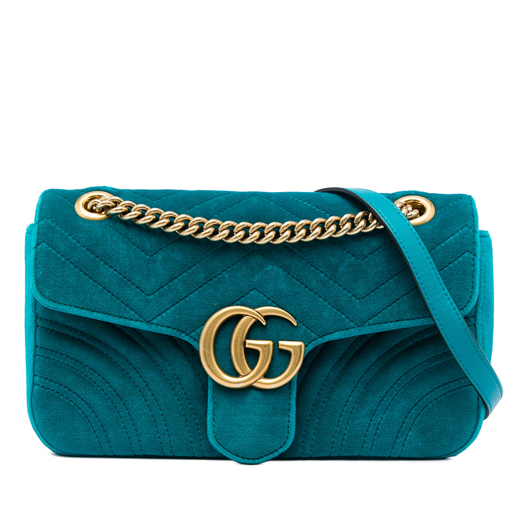 Gucci Sac porté épaule GG Marmont Matelasse Moyen Bleu – vue principale – GABY PARIS