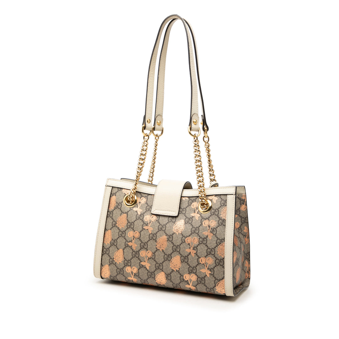 Gucci Small GG Supreme Berry Padlock Cabas