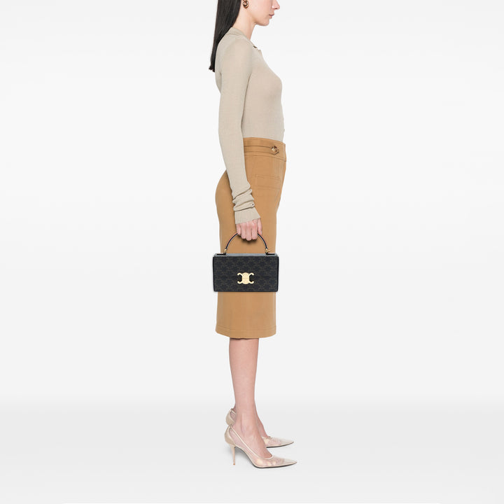 Celine Triomphe Coated Toile Boîte sac à anse supérieure