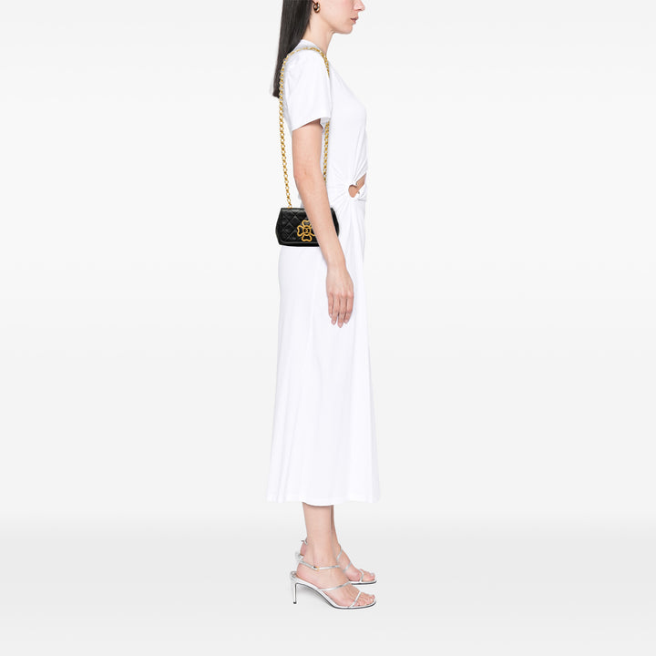 Chanel Matelassé Clover CC Bijoux Chaîne à rabat Cuir d'agneau Noir