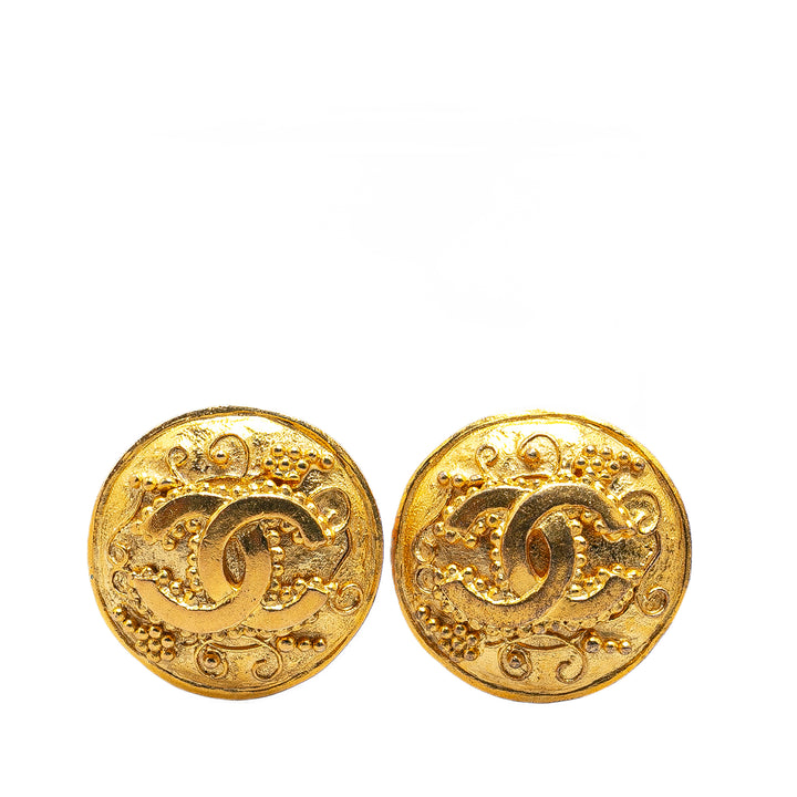 Gold Plated CC Clip On Earrings Gold - Gaby Paris