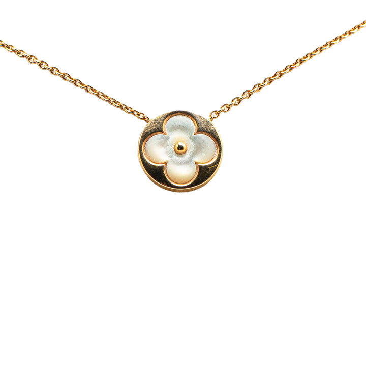 Louis Vuitton 18K Jaune Doré and Mother of Pearl Monogram Color Blossom Sun Collier Doré
