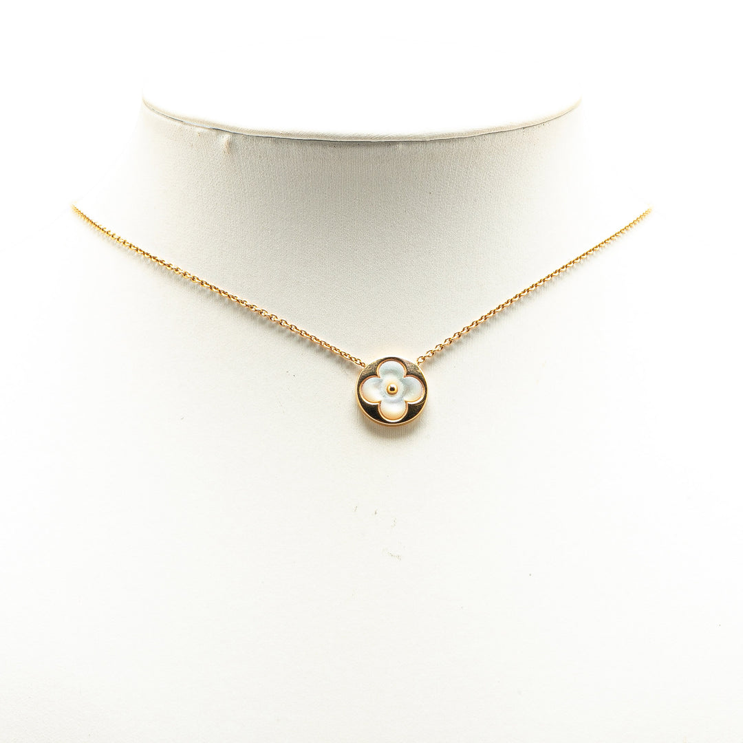 Louis Vuitton 18K Jaune Doré and Mother of Pearl Monogram Color Blossom Sun Collier Doré