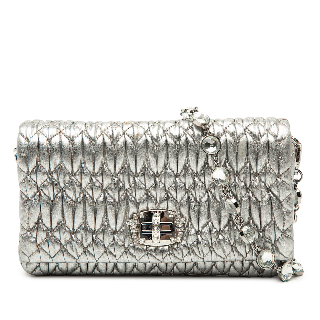 Miu Miu Matelasse Nappa Cristal Chain Sac bandoulière