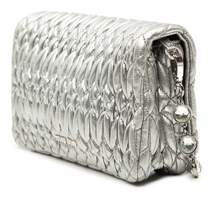 Miu Miu Matelasse Nappa Cristal Chain Sac bandoulière