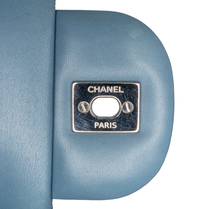 Jumbo Classic Lambskin Double Flap Blue - Gaby Paris
