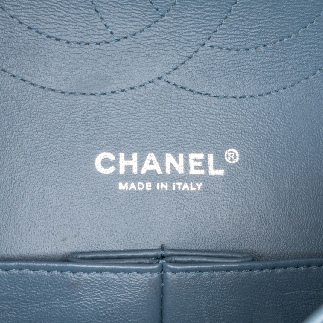 Jumbo Classic Lambskin Double Flap Blue - Gaby Paris