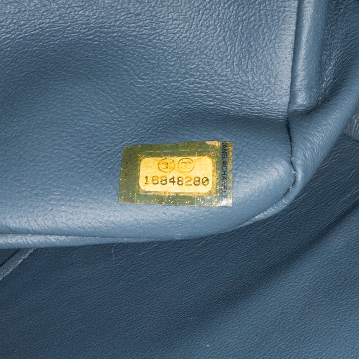 Jumbo Classic Lambskin Double Flap Blue - Gaby Paris