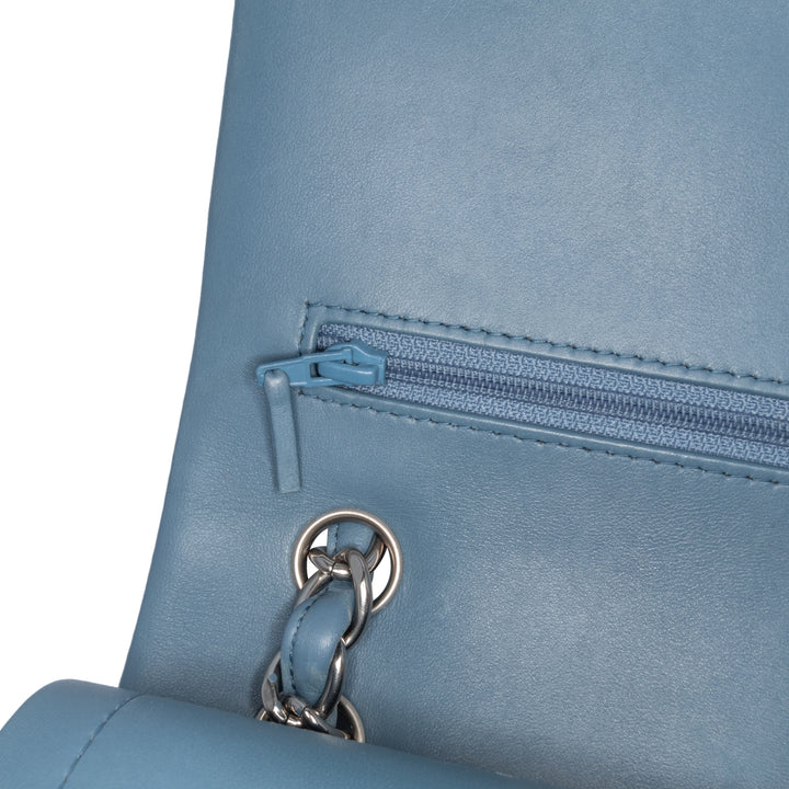 Jumbo Classic Lambskin Double Flap Blue - Gaby Paris