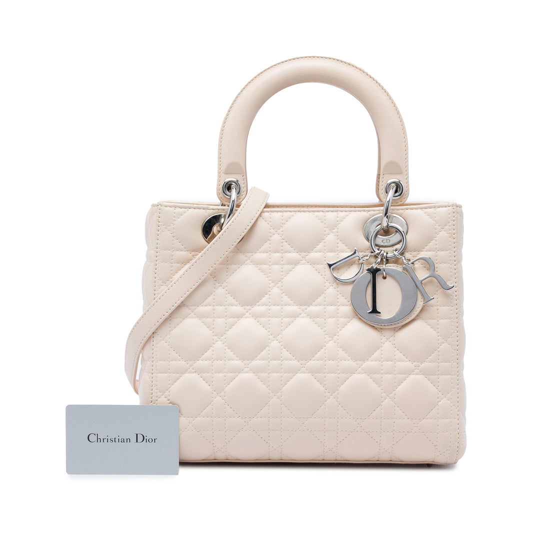 Dior Sac à main Lady Dior Cannage Moyen Cuir d'agneau Marron – vue 6 – GABY PARIS
