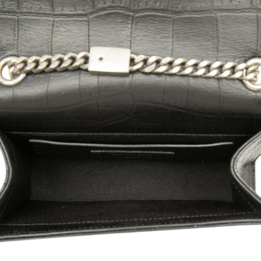 Saint Laurent Small Croc embossé Cuir Monogram Kate Pompon Sac porté croisé