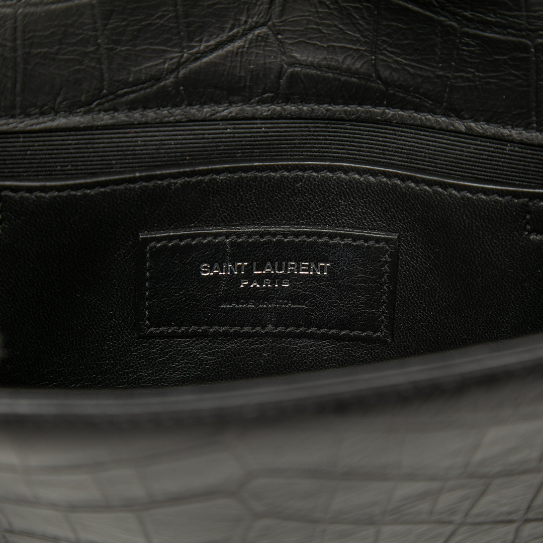 Saint Laurent Small Croc embossé Cuir Monogram Kate Pompon Sac porté croisé