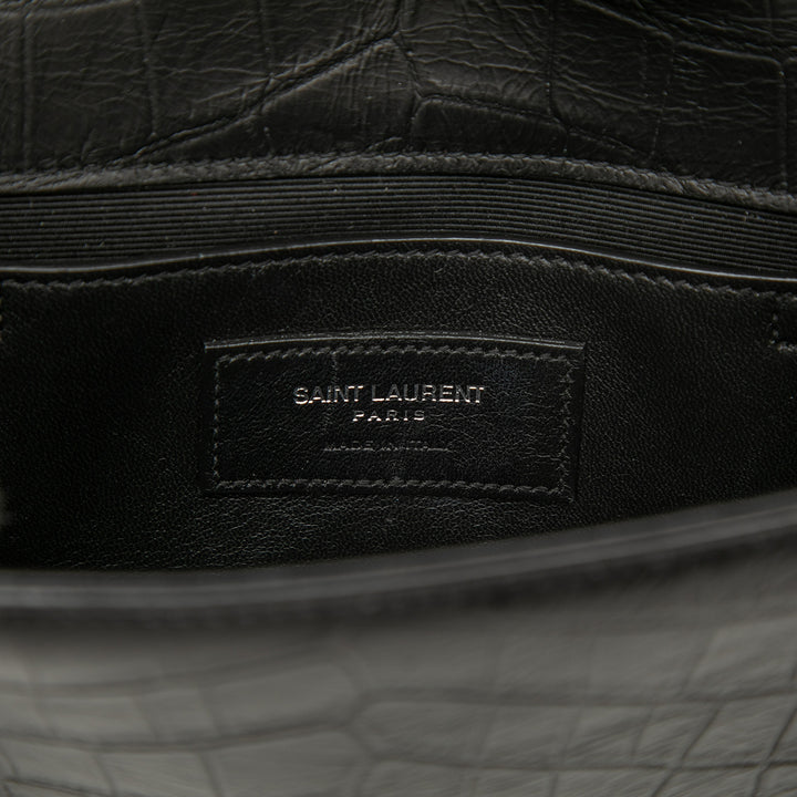 Saint Laurent Small Croc embossé Cuir Monogram Kate Pompon Sac porté croisé