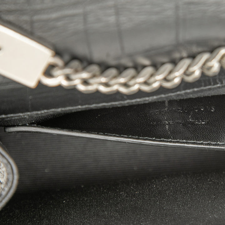 Saint Laurent Small Croc embossé Cuir Monogram Kate Pompon Sac porté croisé