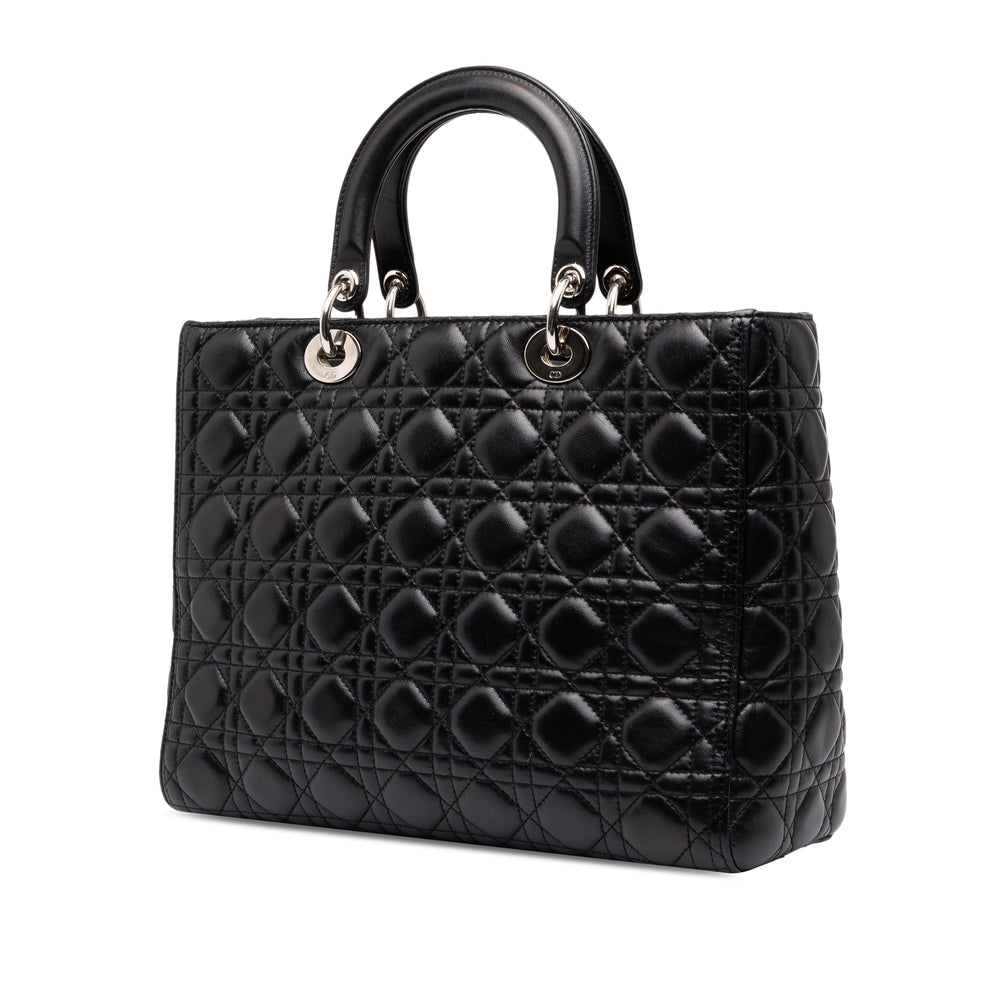 Dior Lady Dior Cannage Grand Cuir d'agneau Noir – vue 2 – GABY PARIS