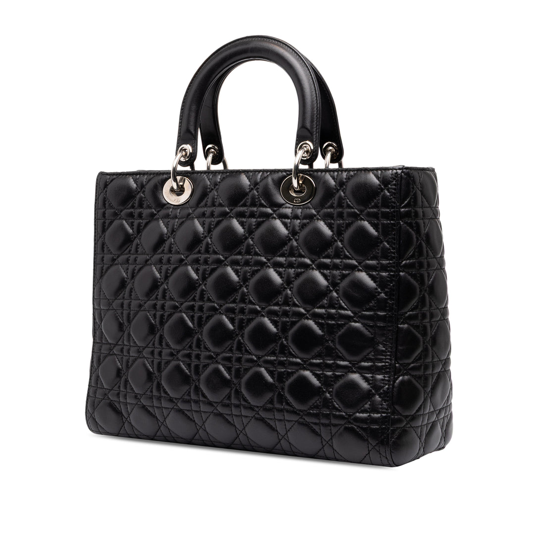 Dior Lady Dior Cannage Grand Cuir d'agneau Noir – vue 2 – GABY PARIS
