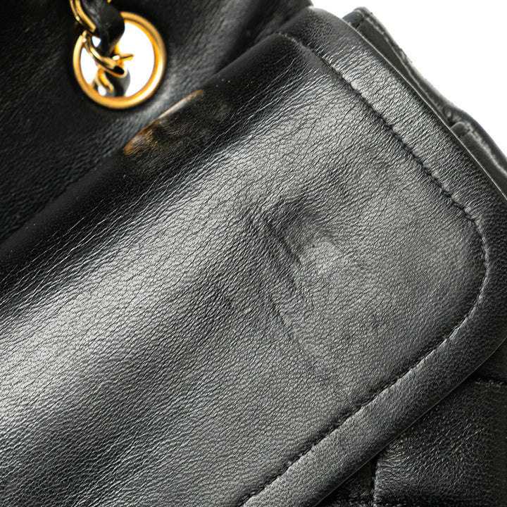 Medium Classic Lambskin Double Flap Black - Gaby Paris