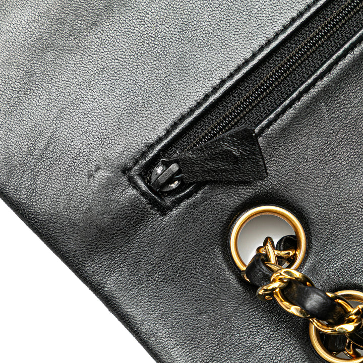 Medium Classic Lambskin Double Flap Black - Gaby Paris