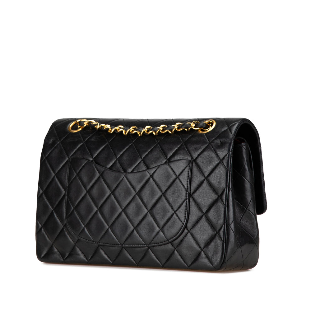 Medium Classic Lambskin Double Flap Black - Gaby Paris