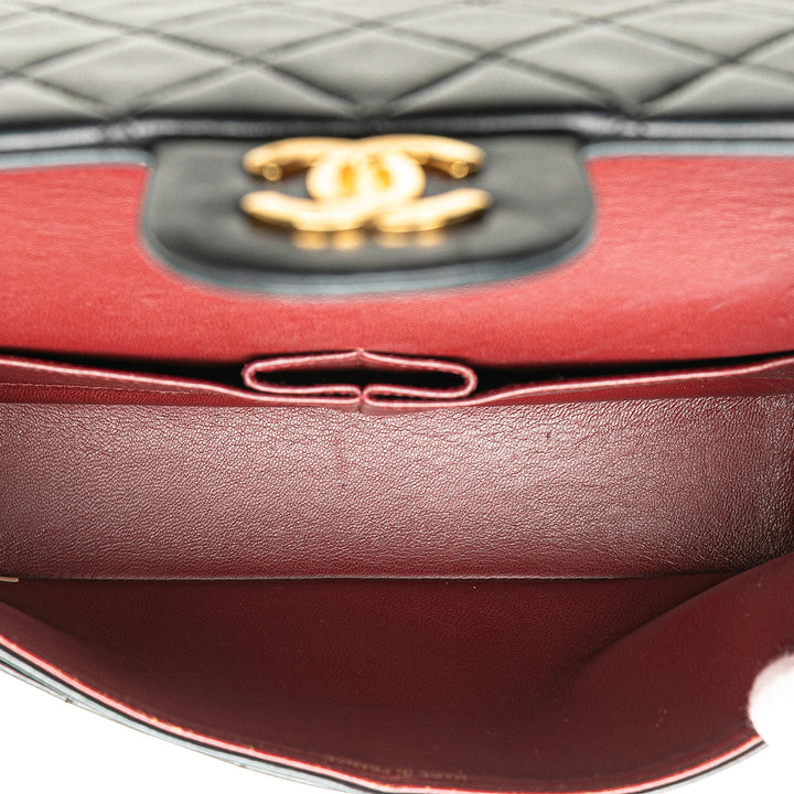 Medium Classic Lambskin Double Flap Black - Gaby Paris