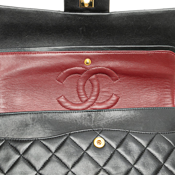 Medium Classic Lambskin Double Flap Black - Gaby Paris