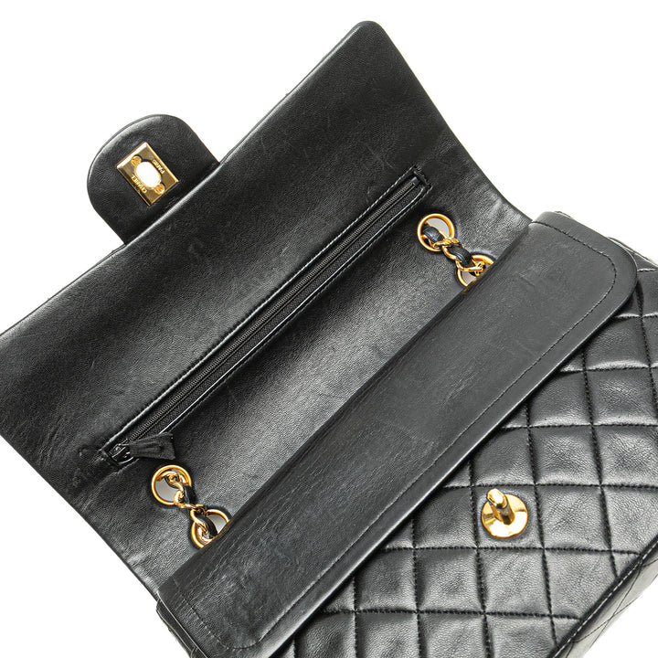 Medium Classic Lambskin Double Flap Black - Gaby Paris