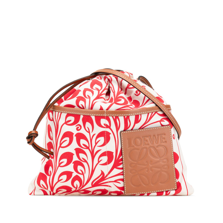 LOEWE William de Morgan Small Anagram Toile Drawstring Sac porté croisé