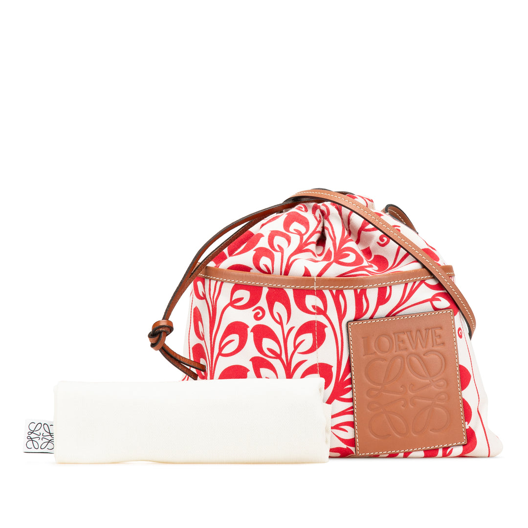 LOEWE William de Morgan Small Anagram Toile Drawstring Sac porté croisé