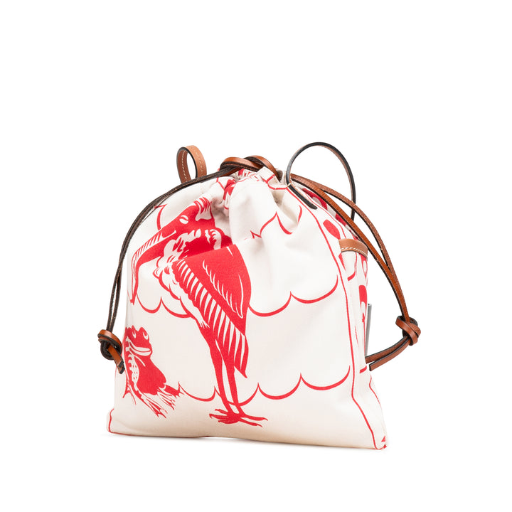 LOEWE William de Morgan Small Anagram Toile Drawstring Sac porté croisé