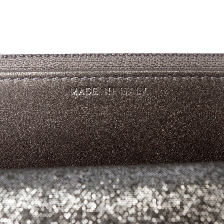 Quilted Iridescent Lambskin Tartan Button Wallet On Chain Silver - Gaby Paris