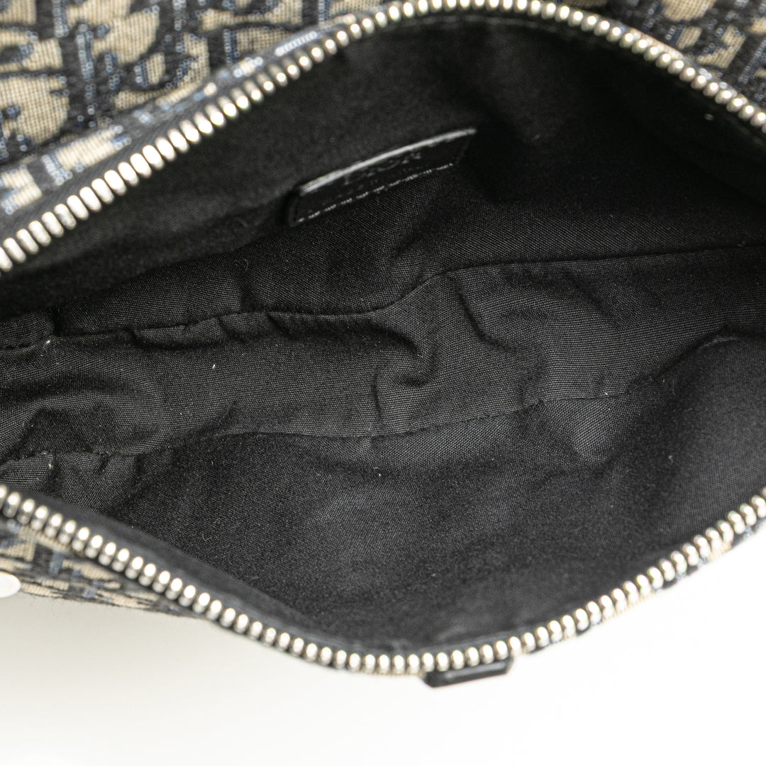 Oblique Canvas Saddle Crossbody Blue - Gaby Paris