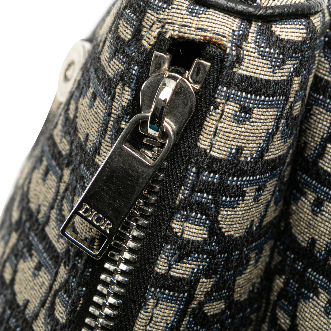 Oblique Canvas Saddle Crossbody Blue - Gaby Paris