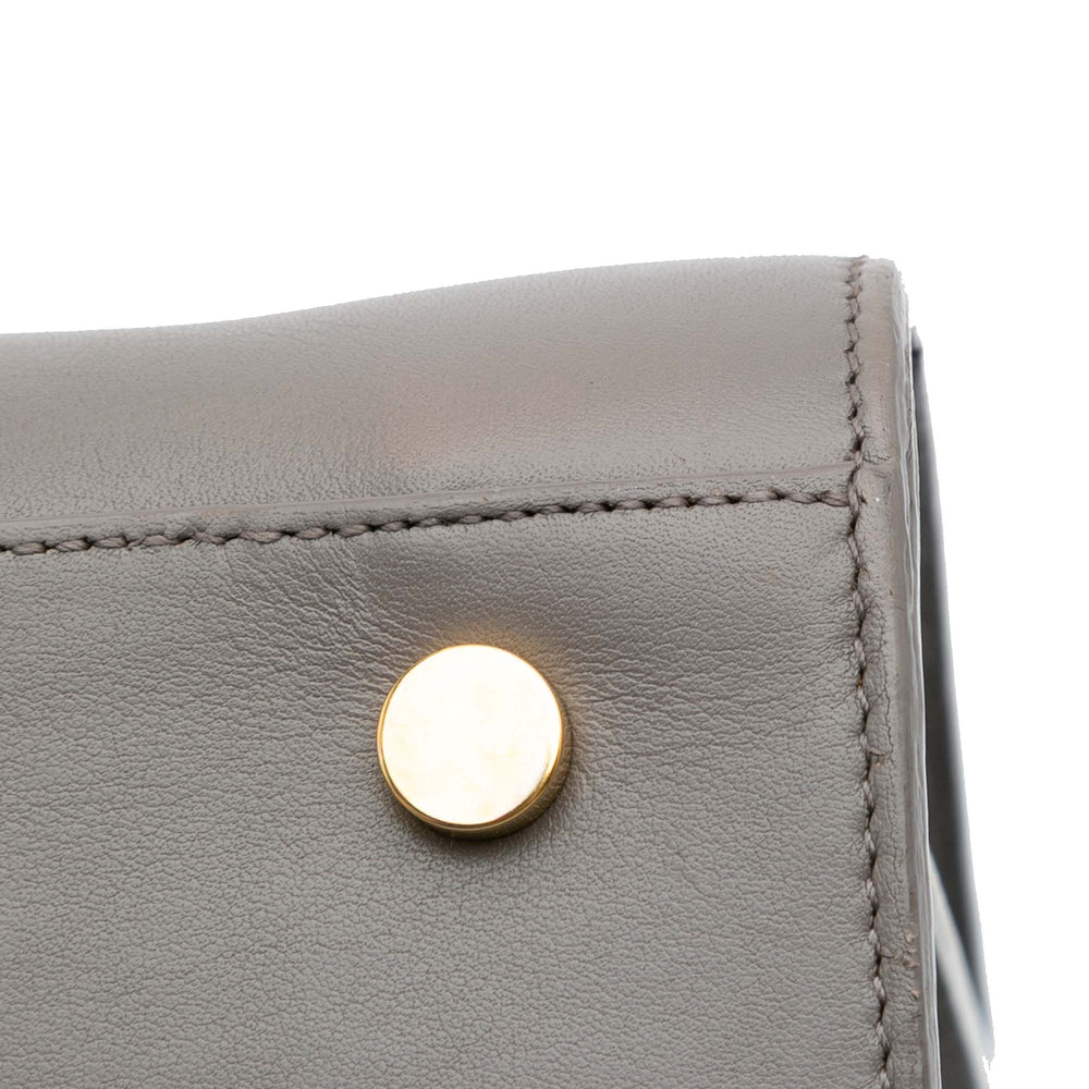 Small Leather Sac De Jour Satchel Gray - Gaby Paris