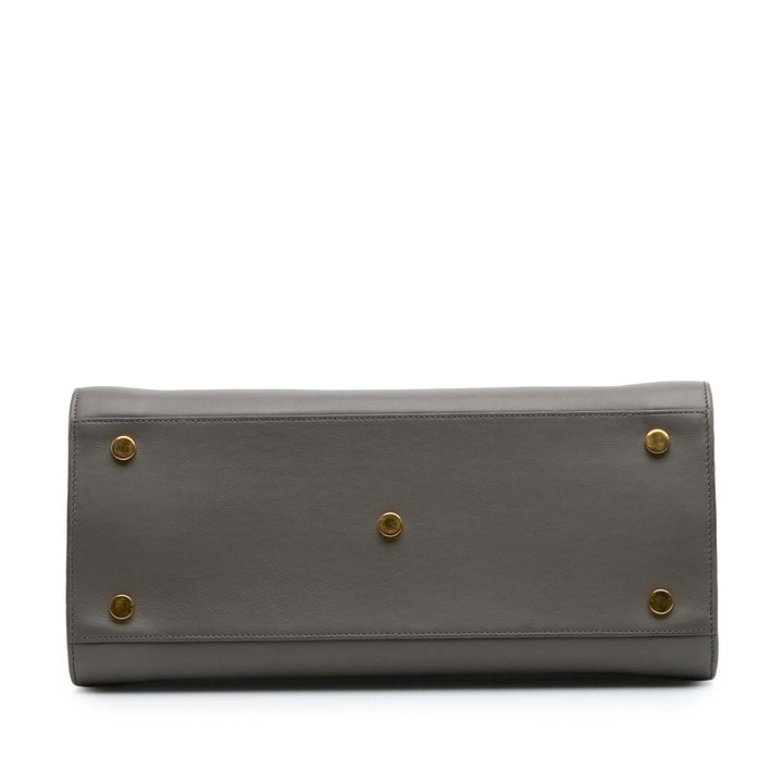 Small Leather Sac De Jour Satchel Gray - Gaby Paris