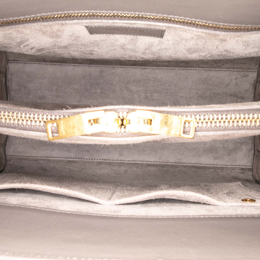 Small Leather Sac De Jour Satchel Gray - Gaby Paris