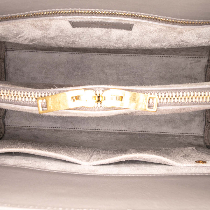 Small Leather Sac De Jour Satchel Gray - Gaby Paris