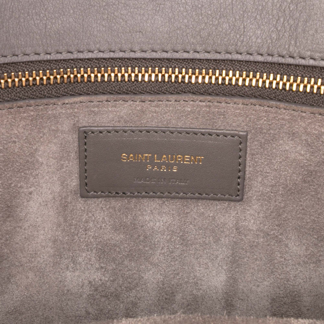 Small Leather Sac De Jour Satchel Gray - Gaby Paris