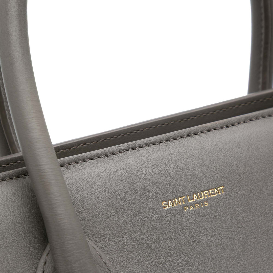 Small Leather Sac De Jour Satchel Gray - Gaby Paris