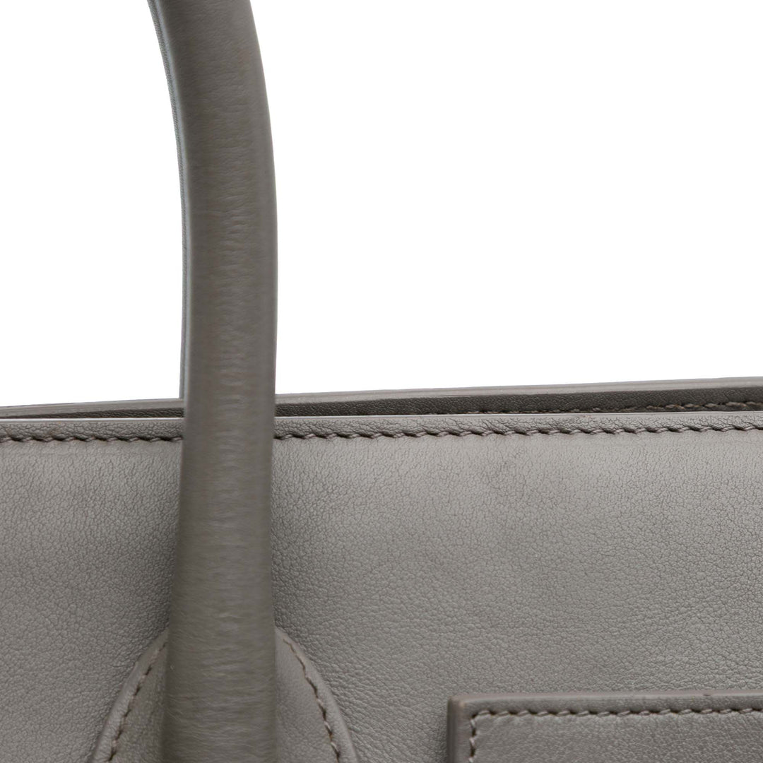 Small Leather Sac De Jour Satchel Gray - Gaby Paris