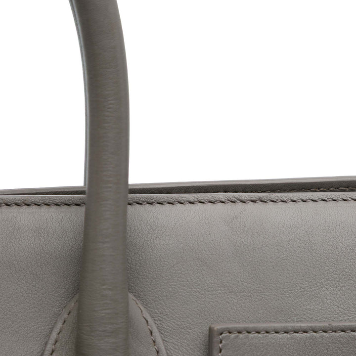 Small Leather Sac De Jour Satchel Gray - Gaby Paris