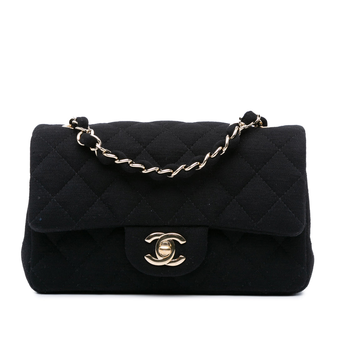 Mini Rectangular Classic Jersey Single Flap Black - Gaby Paris