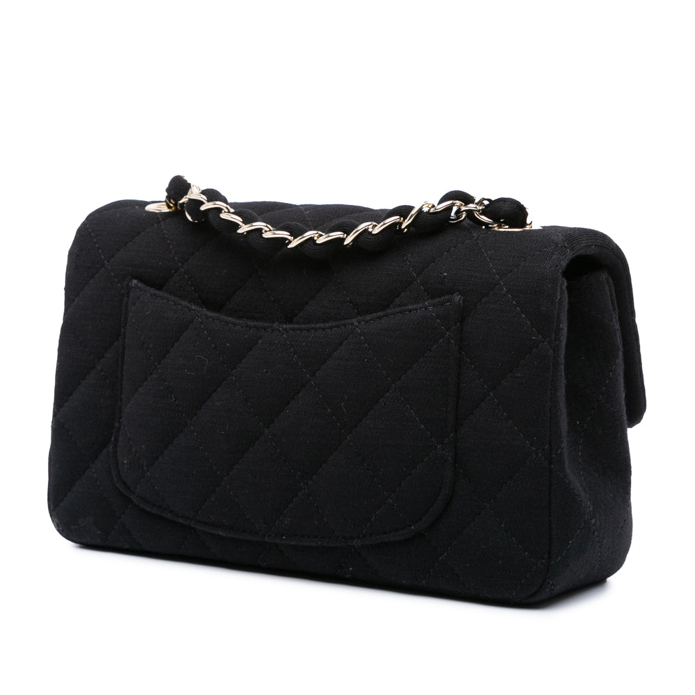 Mini Rectangular Classic Jersey Single Flap Black - Gaby Paris