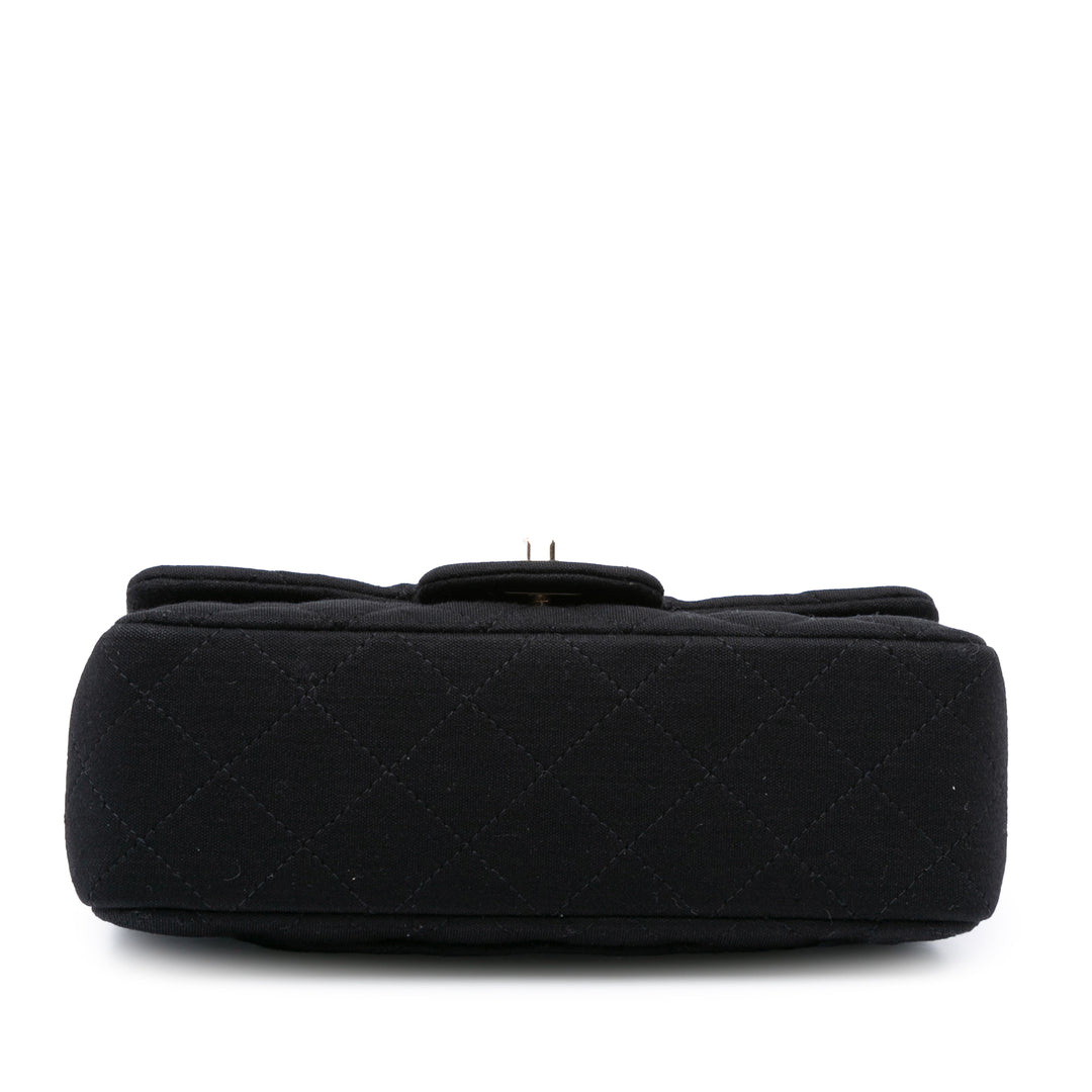 Mini Rectangular Classic Jersey Single Flap Black - Gaby Paris
