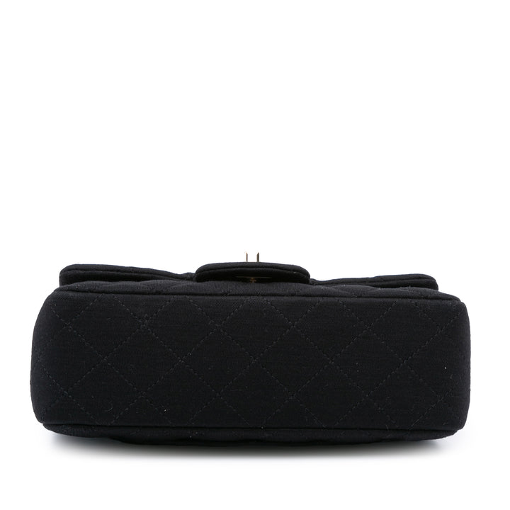 Mini Rectangular Classic Jersey Single Flap Black - Gaby Paris