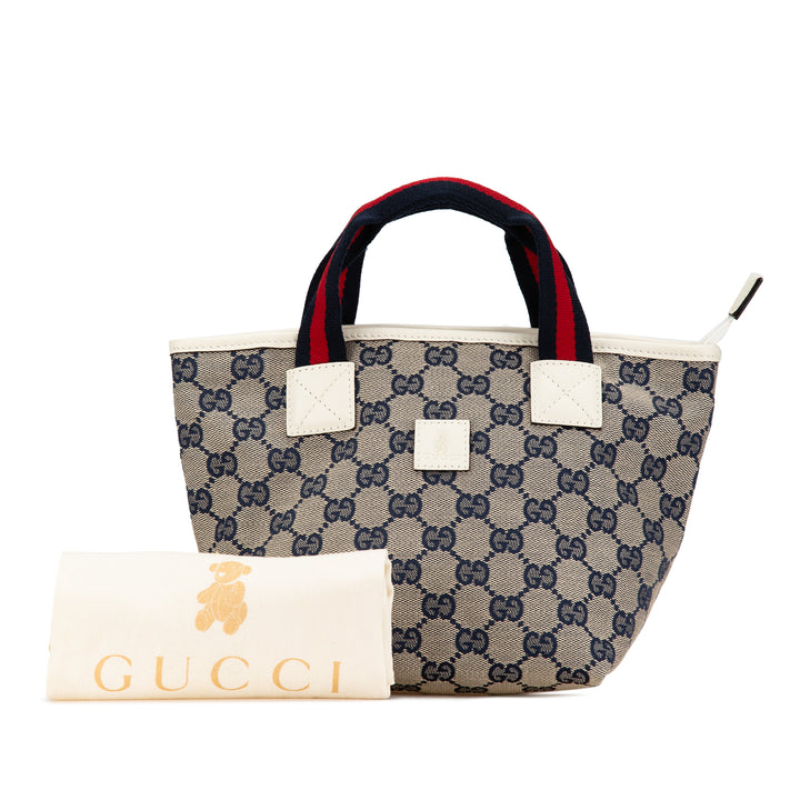 Gucci Mini GG Canvas Web Childrens Handbag Gray - GABY PARIS