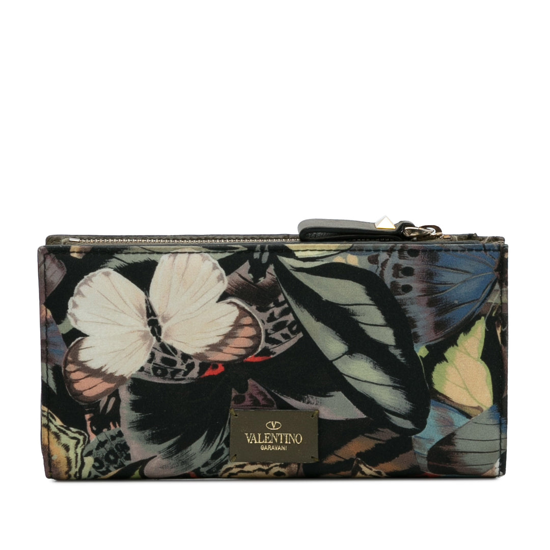 Valentino Printed Canvas Wallet Black - GABY PARIS