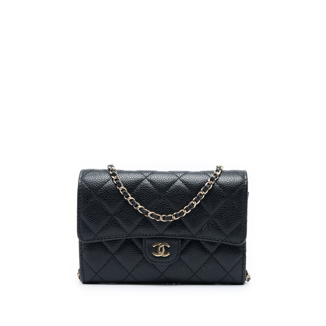 Chanel Classic à rabat Wallet on Chain Mini Cuir caviar Noir – vue principale – GABY PARIS