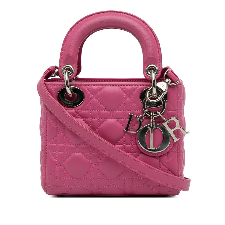 Dior Mini Lambskin Cannage Lady Dior Pink - GABY PARIS