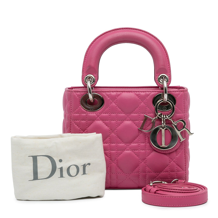 Dior Mini Lambskin Cannage Lady Dior Pink - GABY PARIS